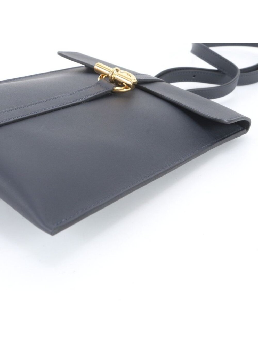 Hermes Glenan to Go Leather Shoulder Bag Messenger Navy Gold Ebe - Picture 3 of 8